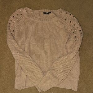 SHEIN Beige Sweater with Pearl Accents